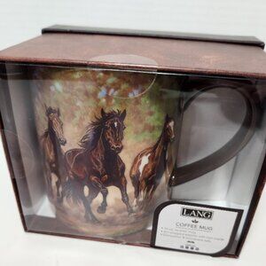 New in Box Lang Coffee Mug w/Horses "Taking Flight" art work by Chris Cummings